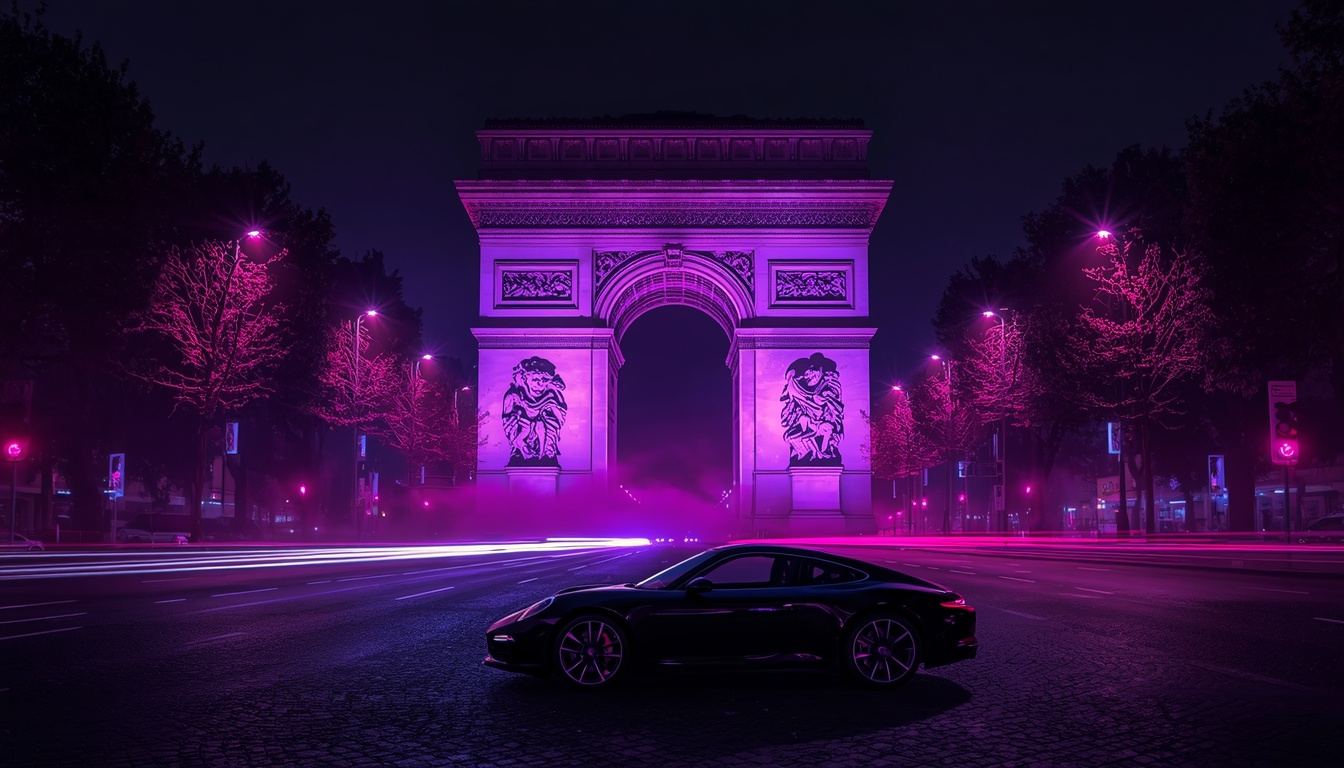 Arc de Triomphe in Paris at night